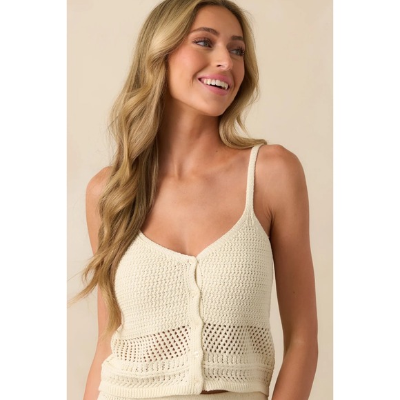 NWT Z Supply Tay Crochet Tank Cropped Ivory Top Beach Vacation Medium - Picture 2 of 9